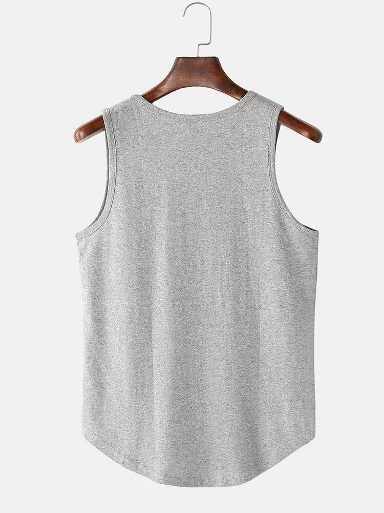 Ensfargede Ermeløse Uformelle Tanktops For Menn