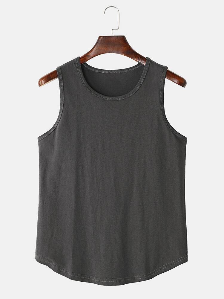 Ensfargede Ermeløse Uformelle Tanktops For Menn