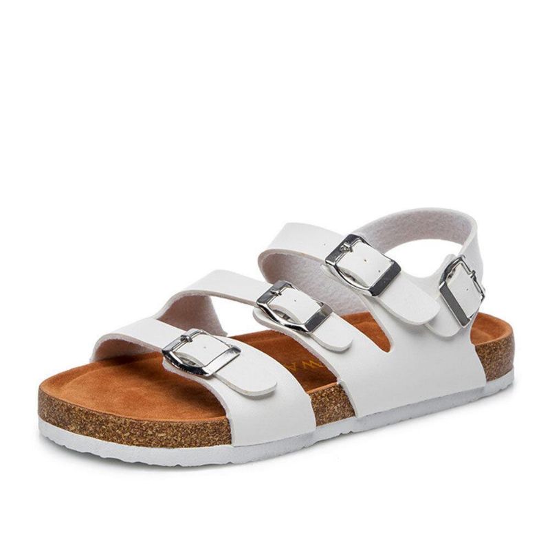 Dame Beach Comfy Triple Spenne Strap Myke Flate Korksandaler