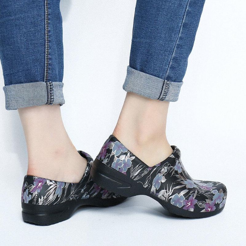 Floral Lightweight Floral Slip-On Vanntett Sklisikker Hagearbeidssko Pleiesko