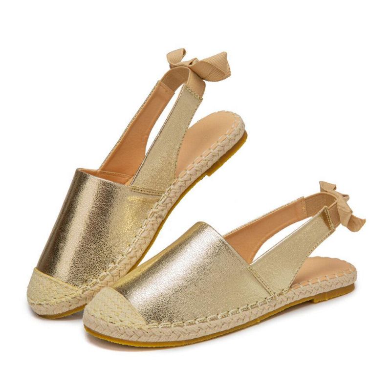 Kvinner Casual Closed Toe Metallic Komfortable Espadrilles Flat Sandaler