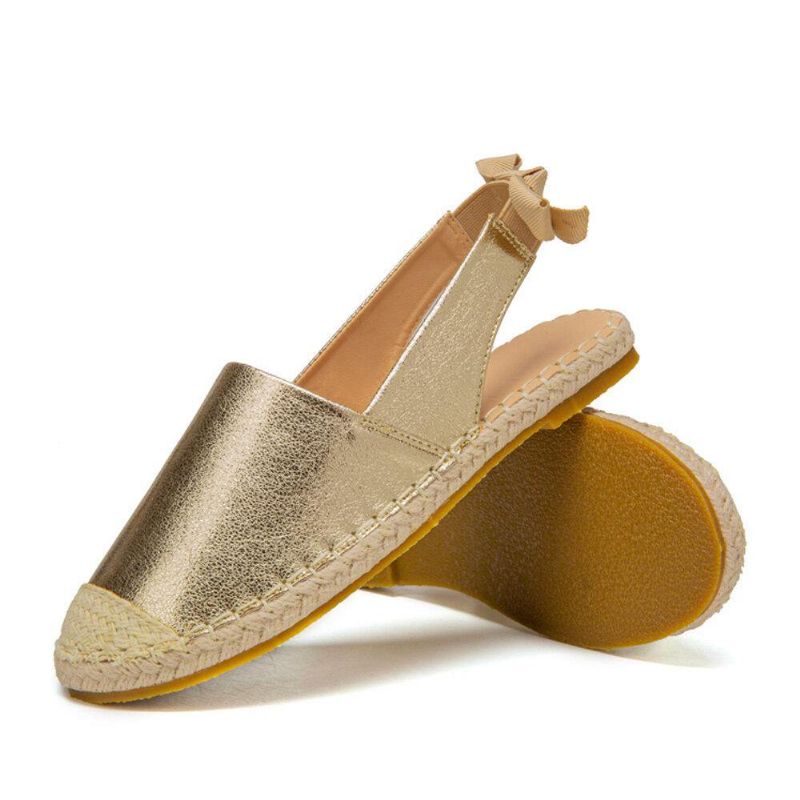 Kvinner Casual Closed Toe Metallic Komfortable Espadrilles Flat Sandaler