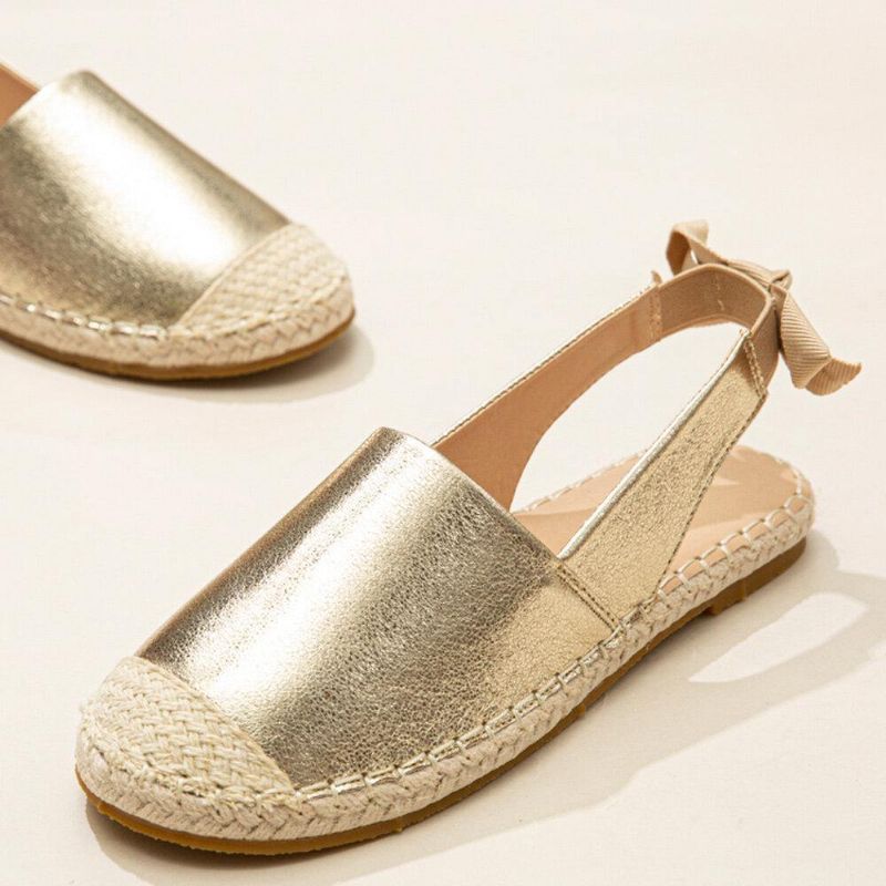 Kvinner Casual Closed Toe Metallic Komfortable Espadrilles Flat Sandaler