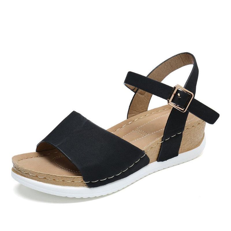 Kvinner Comfy Åpnet Toe Rocker Sole Slide Sandaler