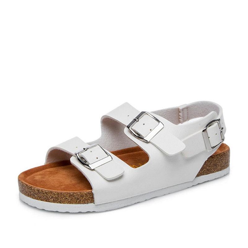 Kvinner Uformell Ensfarge Dual Spenne Stropp Slingback Beach Cork Sandaler