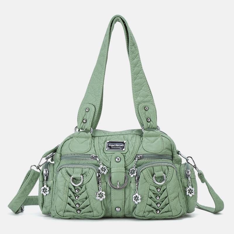 Angel Kiss Kvinner Pu-Skinn Multi-Bære Ensfarget Mote Uformell Skulderveske Crossbody Bag Håndveske