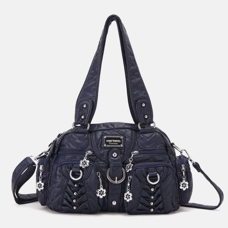 Angel Kiss Kvinner Pu-Skinn Multi-Bære Ensfarget Mote Uformell Skulderveske Crossbody Bag Håndveske