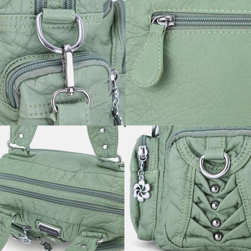 Angel Kiss Kvinner Pu-Skinn Multi-Bære Ensfarget Mote Uformell Skulderveske Crossbody Bag Håndveske