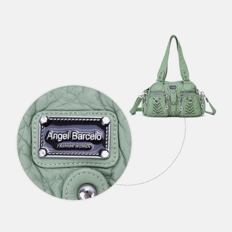 Angel Kiss Kvinner Pu-Skinn Multi-Bære Ensfarget Mote Uformell Skulderveske Crossbody Bag Håndveske