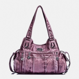 Angel Kiss Kvinner Pu-Skinn Multi-Bære Solid Color Crossbody Bag Skulderveske Tote Håndveske