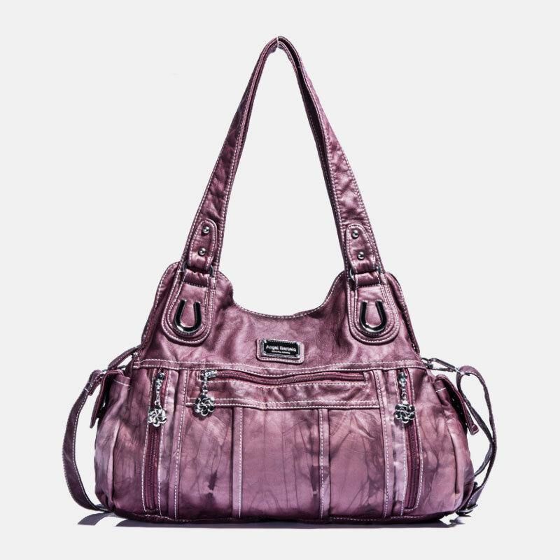 Angel Kiss Kvinner Pu-Skinn Multi-Bære Solid Color Crossbody Bag Skulderveske Tote Håndveske