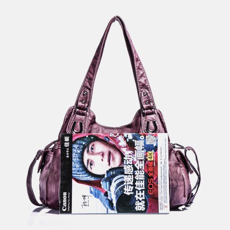 Angel Kiss Kvinner Pu-Skinn Multi-Bære Solid Color Crossbody Bag Skulderveske Tote Håndveske