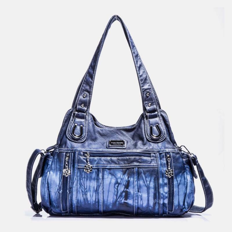 Angel Kiss Kvinner Pu-Skinn Multi-Bære Solid Color Crossbody Bag Skulderveske Tote Håndveske