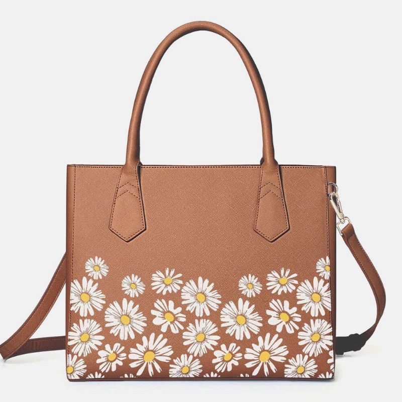 Dame Pu Leather Daisy Multifunksjon Multi-Lomme 13.3 Tommer Bærbar Nøkkel Håndveske Skulderveske