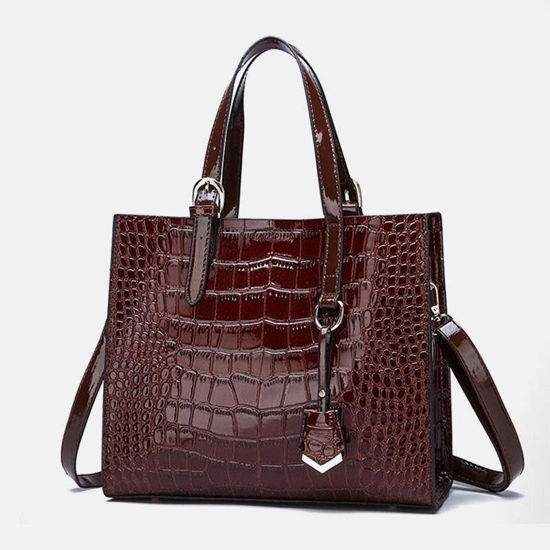 Kvinner 2 Stk Alligator Pu Multi-Lomme Håndveske Med Stor Kapasitet Crossbody Bag Tote