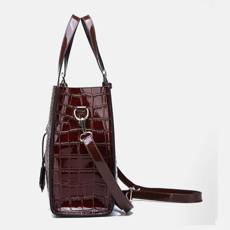 Kvinner 2 Stk Alligator Pu Multi-Lomme Håndveske Med Stor Kapasitet Crossbody Bag Tote