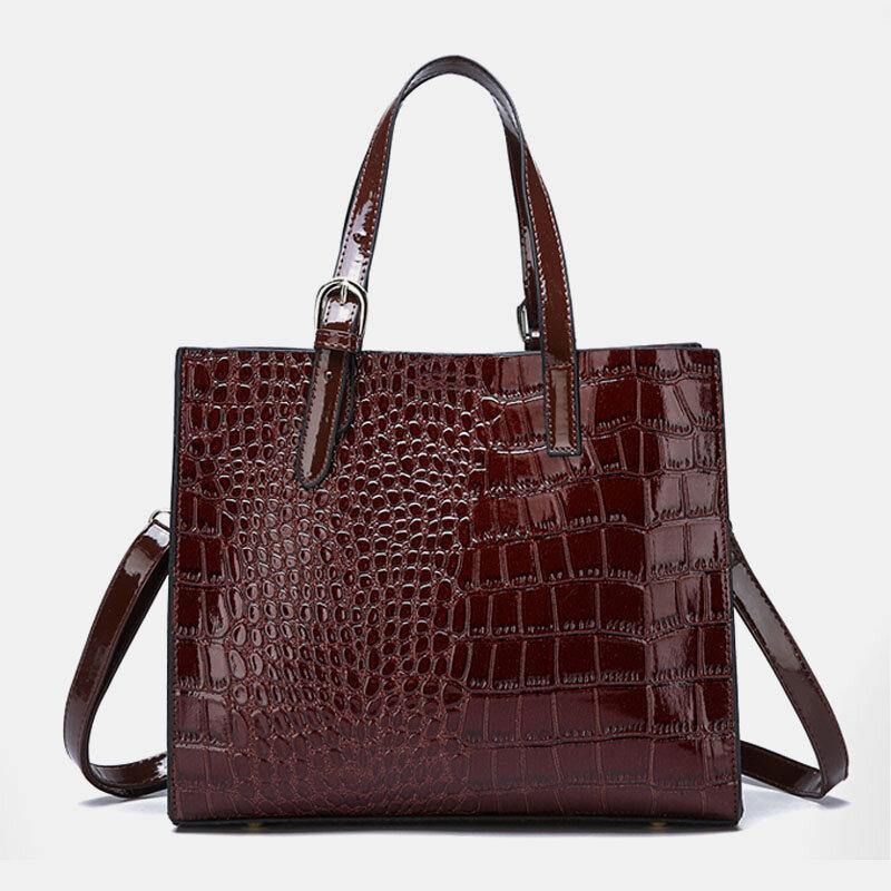 Kvinner 2 Stk Alligator Pu Multi-Lomme Håndveske Med Stor Kapasitet Crossbody Bag Tote