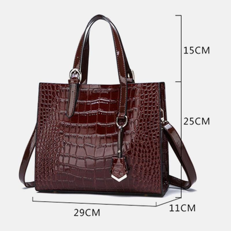 Kvinner 2 Stk Alligator Pu Multi-Lomme Håndveske Med Stor Kapasitet Crossbody Bag Tote