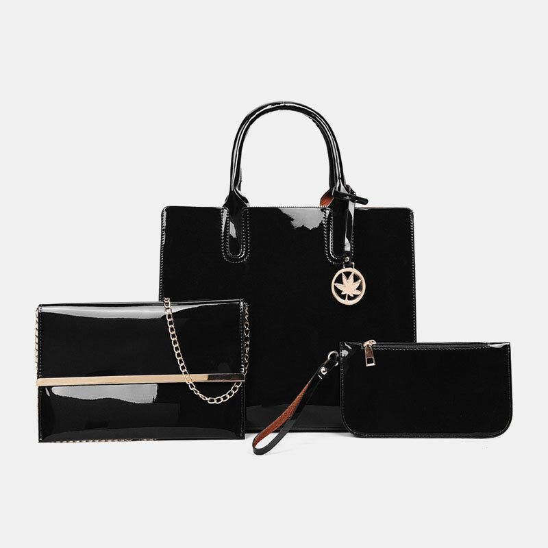 Kvinner 3 Stk Pu-Skinn Flerdelt Skinn Ensfarget Damevesker Håndveske Clutchveske Crossbody-Veske