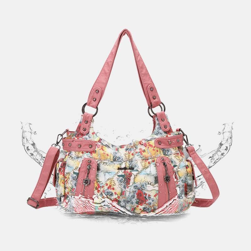 Kvinner Floral Vanntett Flerfarget Trykk Håndveske Crossbody Bag Skulderveske