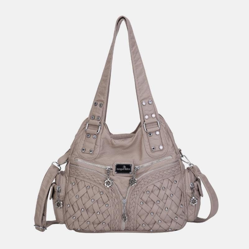 Kvinner Multi-Pocket Vanntett Vevd Maskinvare Crossbody Bag Skulderveske Handbag Tote