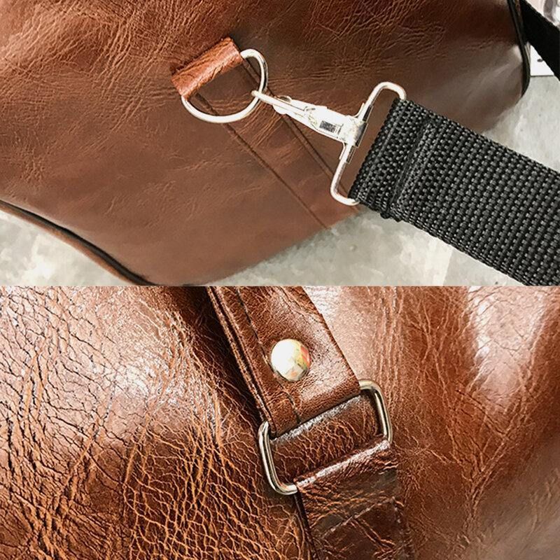 Kvinner Og Menn Skinn Retro Håndveske Med Stor Kapasitet Business Bagasjeveske Skulderveske Crossbody Bag