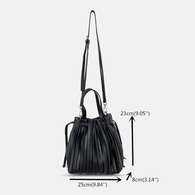 Kvinner Pu-Skinn Snøring Stripe Crossbody Bag Skulderveske Håndveske Ruched Bag