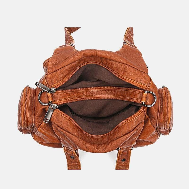 Kvinner Pu-Skinn Stor Kapasitet Multi-Lomme Nagledekorasjon Retro Myk Tøyvesker Crossbody-Vesker