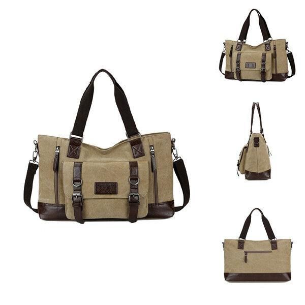 Menn Canvas Casual Skulder Sling Bag Håndveske Reiseveske