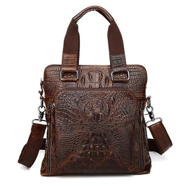 Menn Genuine Leather Alligator Business Bag Handbag