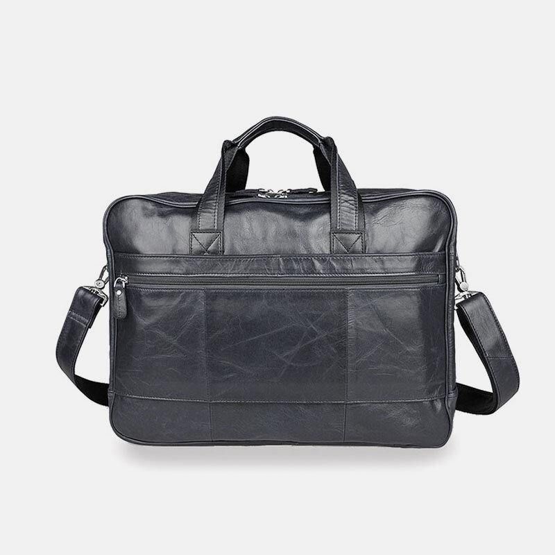 Menn Kunstskinn Multi-Lomme Multifunksjon Sprutsikker 15.6 Tommers Bærbare Vesker Kofferter Crossbody Bag Håndveske