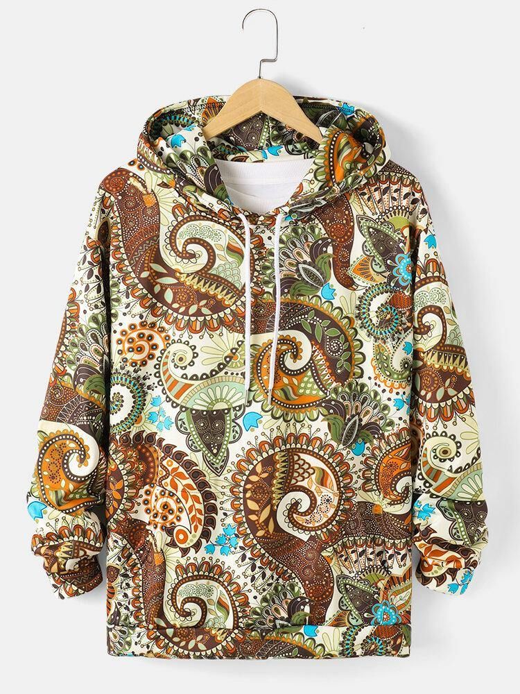 Paisley Print Street Hettegensere Med Snøring For Menn Med Lomme