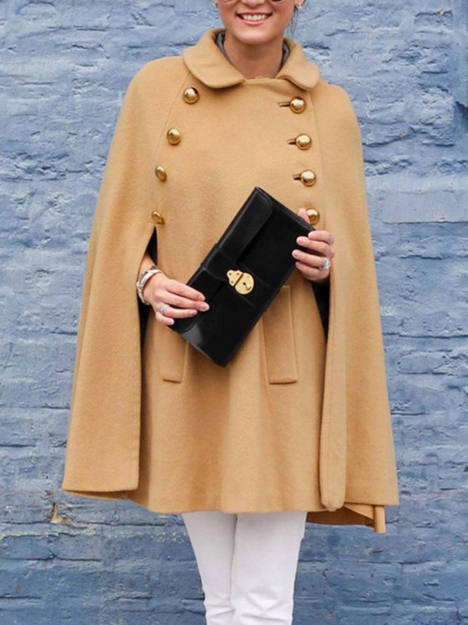 Lapel Loosen Raglan Sleeve Plain Long Overcoat