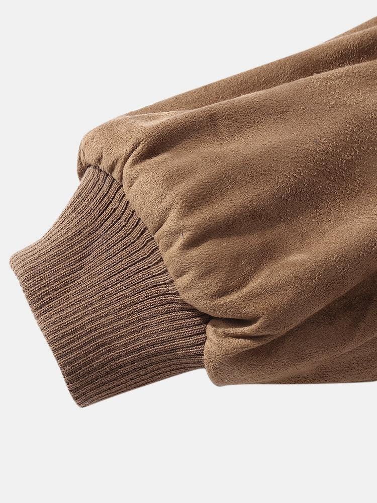 Menns Vintage Ensfarge Varm Fleece Foret Langermet Taggle Kåper