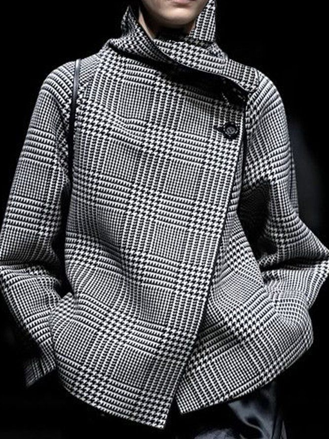 Shift Turtleneck Houndstooth Work Blazer