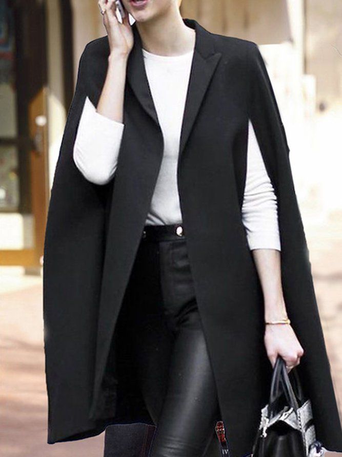 Solid Vacation Flat Collar Coat