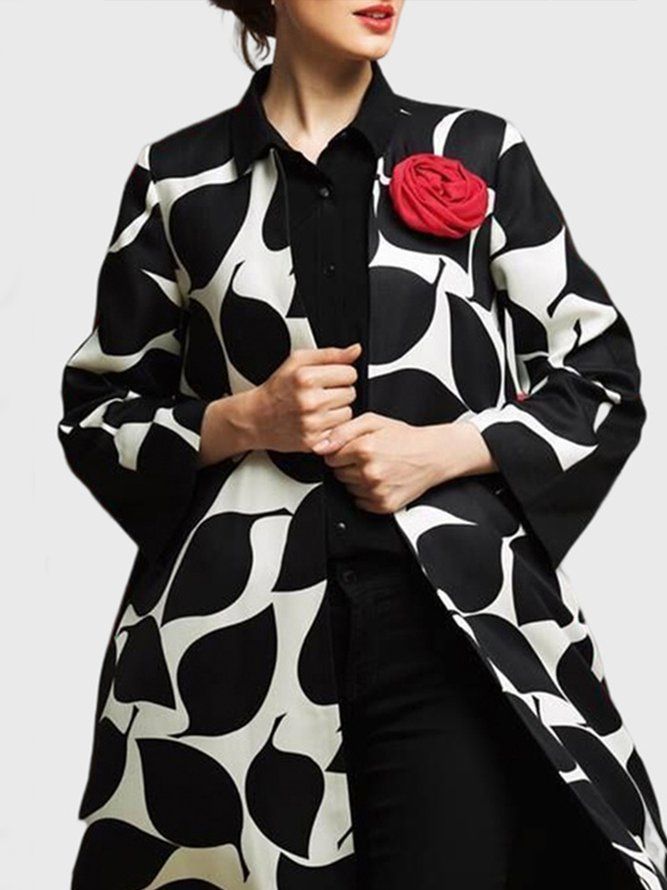 Urban Loose Crew Neck Printed Overcoat