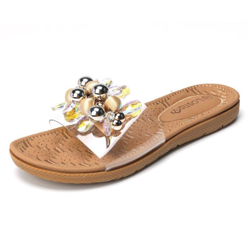 Kvinner Beach Beaded Dekor Flat Tøfler