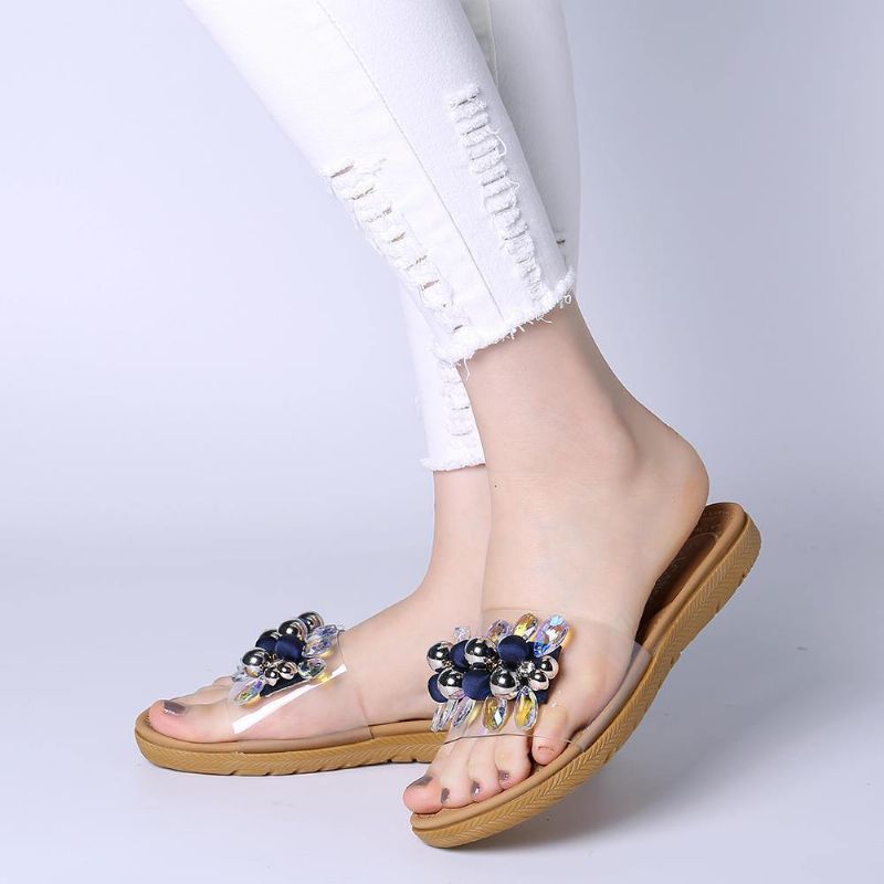 Kvinner Beach Beaded Dekor Flat Tøfler