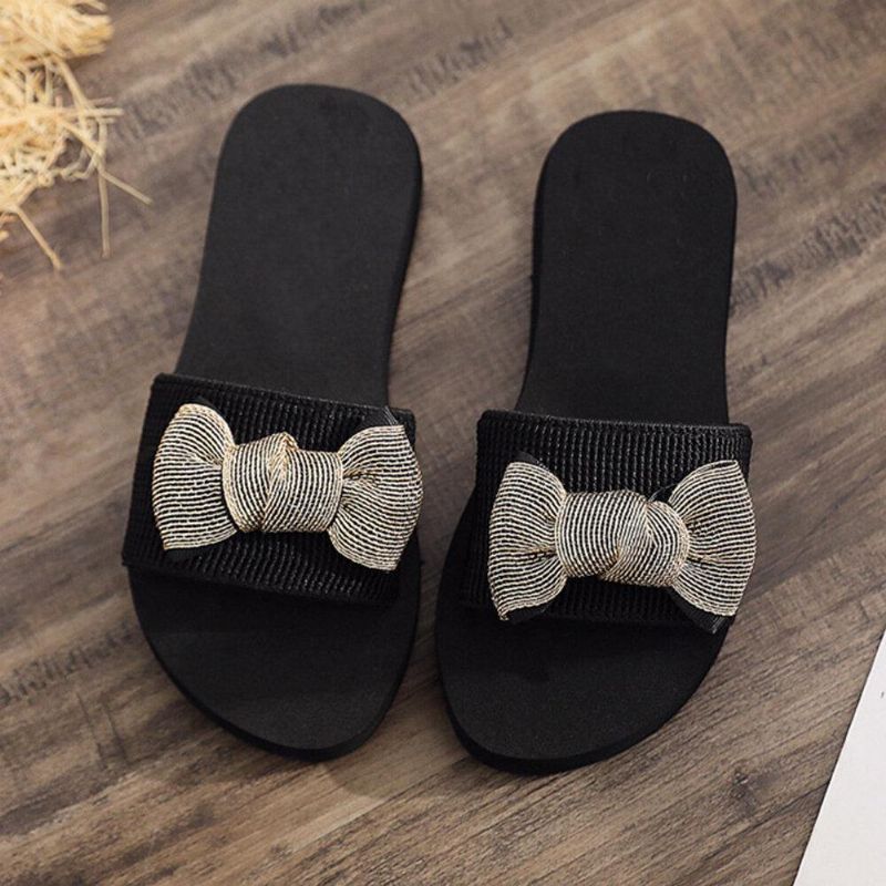 Kvinner Bowknot Decor Comfy Myk Flat Platform Slides Tøfler