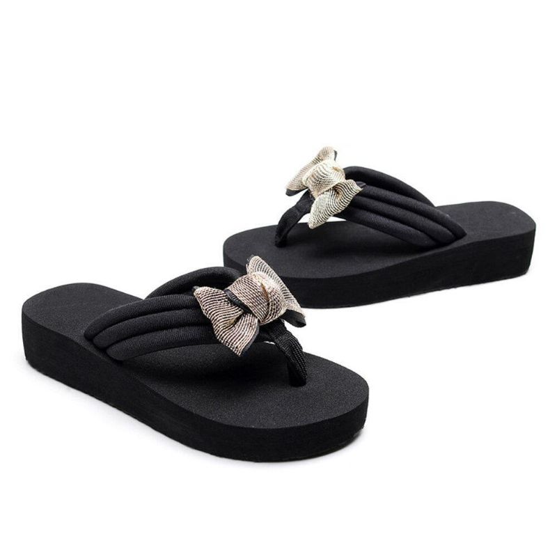 Kvinner Bowknot Decor Comfy Myk Flat Platform Slides Tøfler