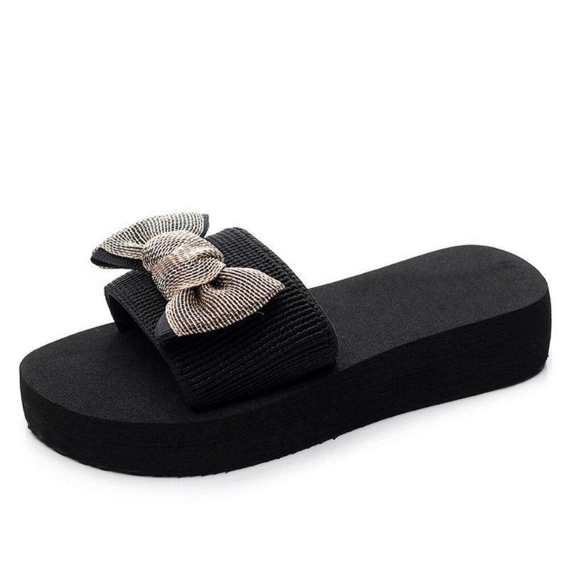 Kvinner Bowknot Decor Comfy Myk Flat Platform Slides Tøfler