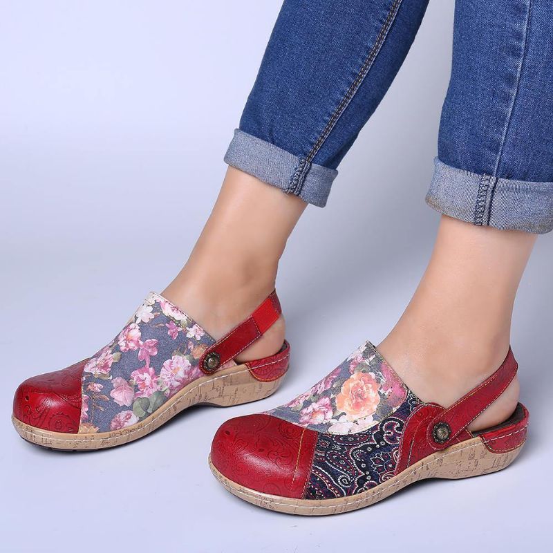 Kvinner Super Comfy Bloom Blomster Skjøting Retro Mønster Søm Slip On Flate Sko