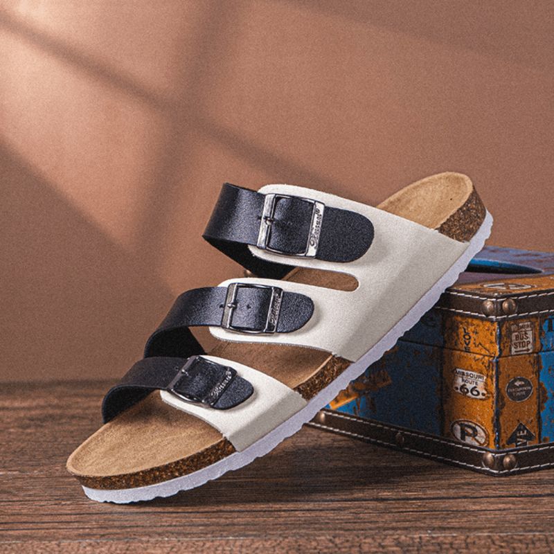 Menn Pustende Sklisikker Korkbunn Åpnet Beach Casual Slide Slipper