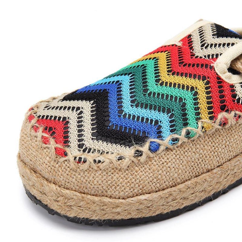 Rainbow Espadrilles Flax Backless Loafers