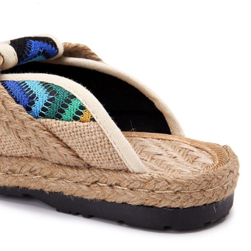 Rainbow Espadrilles Flax Backless Loafers