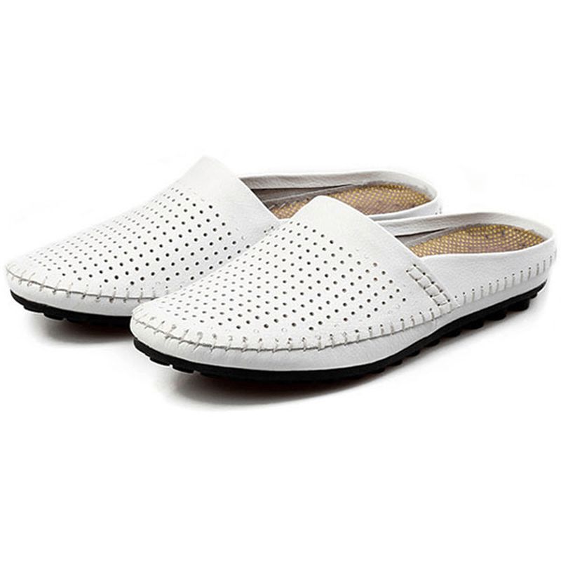 Tøffel Menn Hollow Out Casual Beach Slip On I Skinn