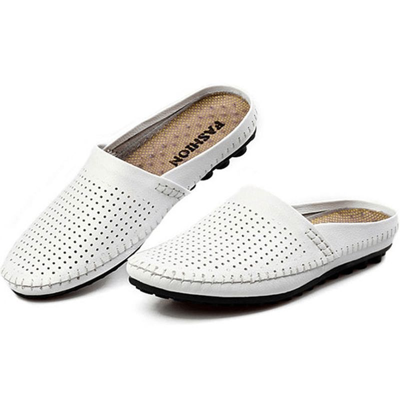 Tøffel Menn Hollow Out Casual Beach Slip On I Skinn