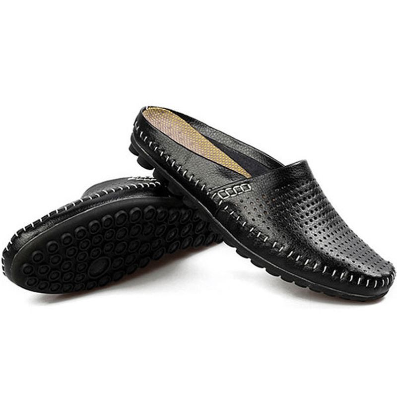 Tøffel Menn Hollow Out Casual Beach Slip On I Skinn