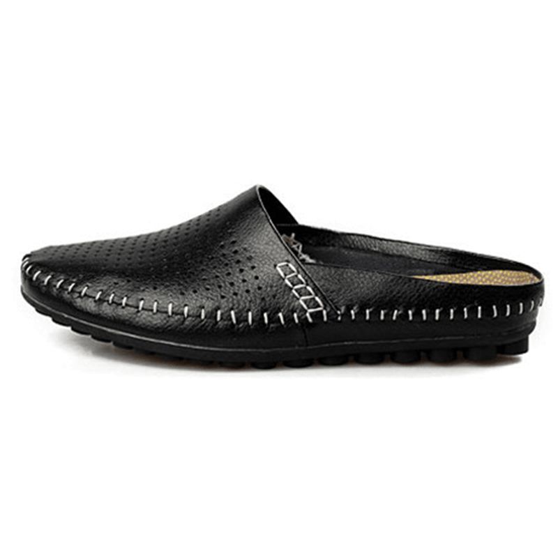 Tøffel Menn Hollow Out Casual Beach Slip On I Skinn